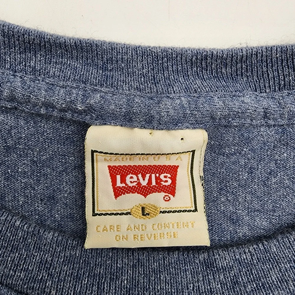 Vintafe 1996 90s LEVI's Blue Jeans Mens T-Shirt L‎ Single Stitch USA Made Promo